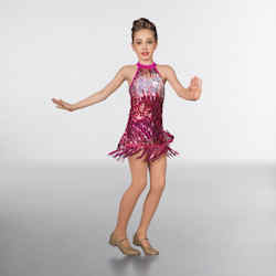 Childrens Ombr Sequin Fringe Glitz Mini Dress