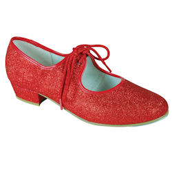 Tappers and Pointers PU Red Glitter Tap Shoes - Low Heel