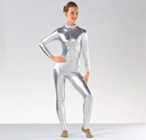 Childrens Long Sleeve Silver Catsuit