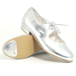 Childrens Silver PU Tap Shoes  Low Heel