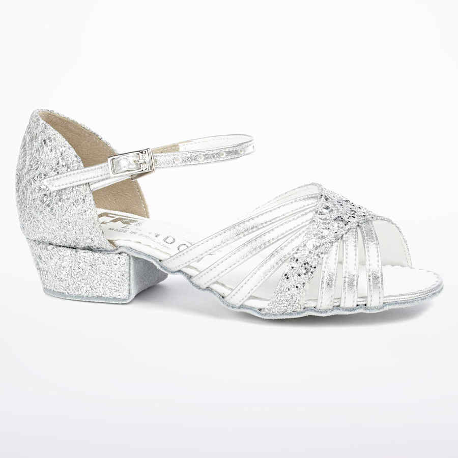 Childrens Silver Sequin Ballroom Shoes 