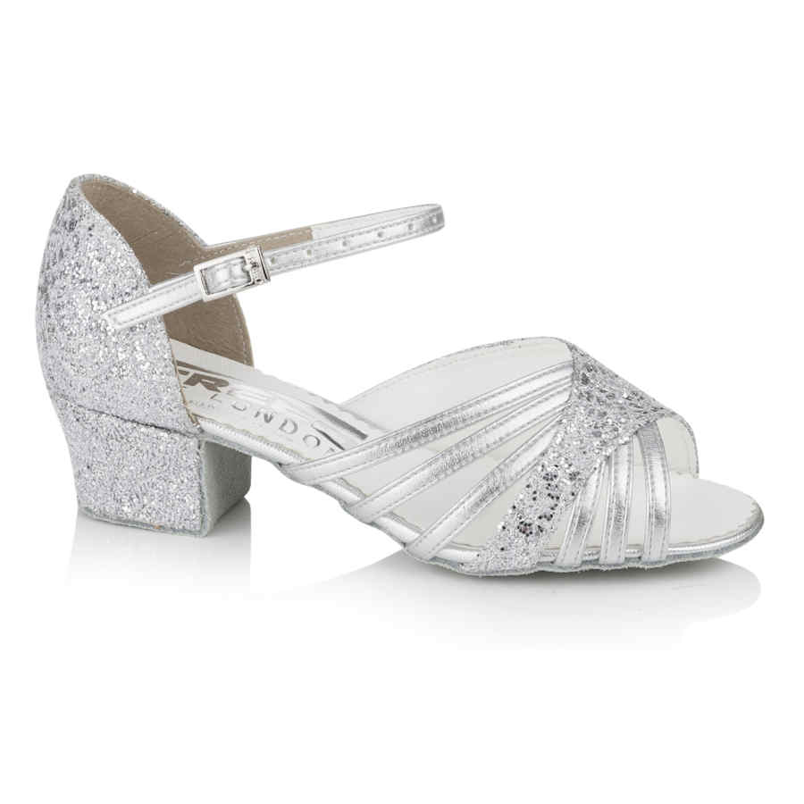 Freed Sparkle 2 Childrens Silver Ballroom Shoes with cuban heel